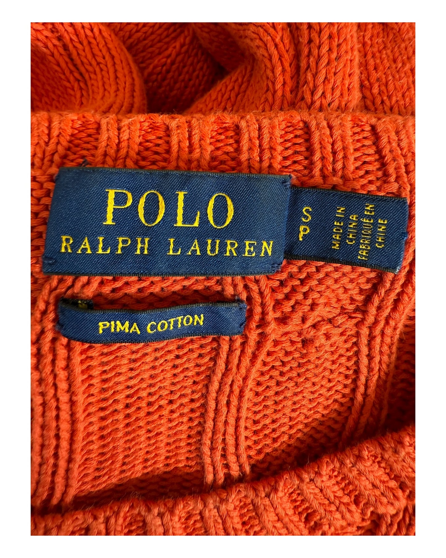 Polo Ralph Lauren Zopfmuster Pullover rot Größe S