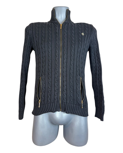 Polo Ralph Lauren Zopfmuster Strickjacke schwarz Größe S