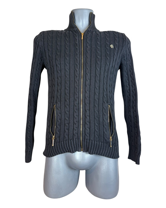 Polo Ralph Lauren Zopfmuster Strickjacke schwarz Größe S