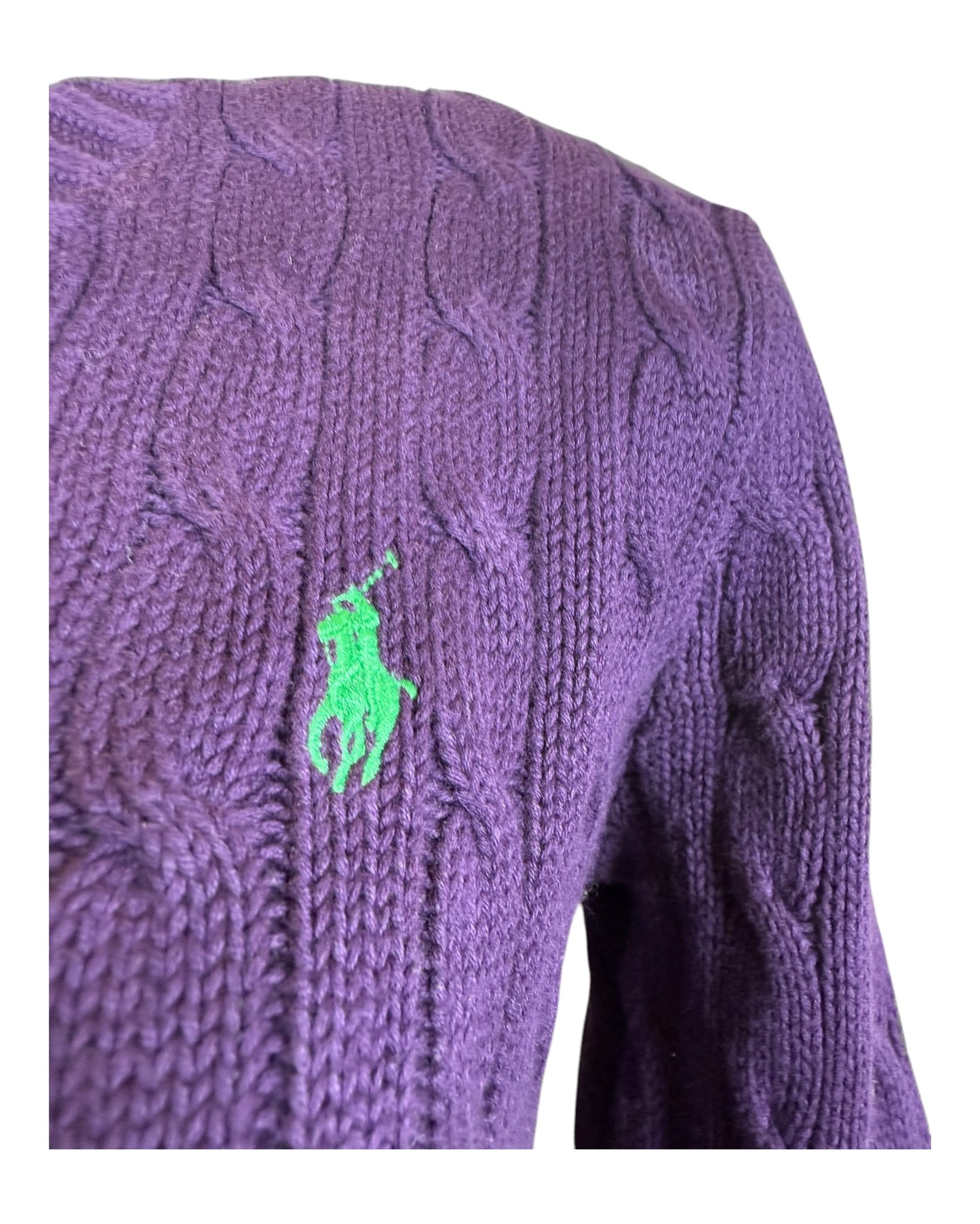 Polo Ralph Lauren Zopfmuster Pullover violett Größe L