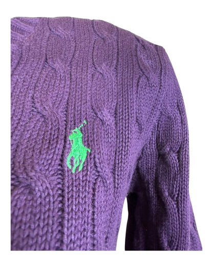 Polo Ralph Lauren Zopfmuster Pullover violett Größe L