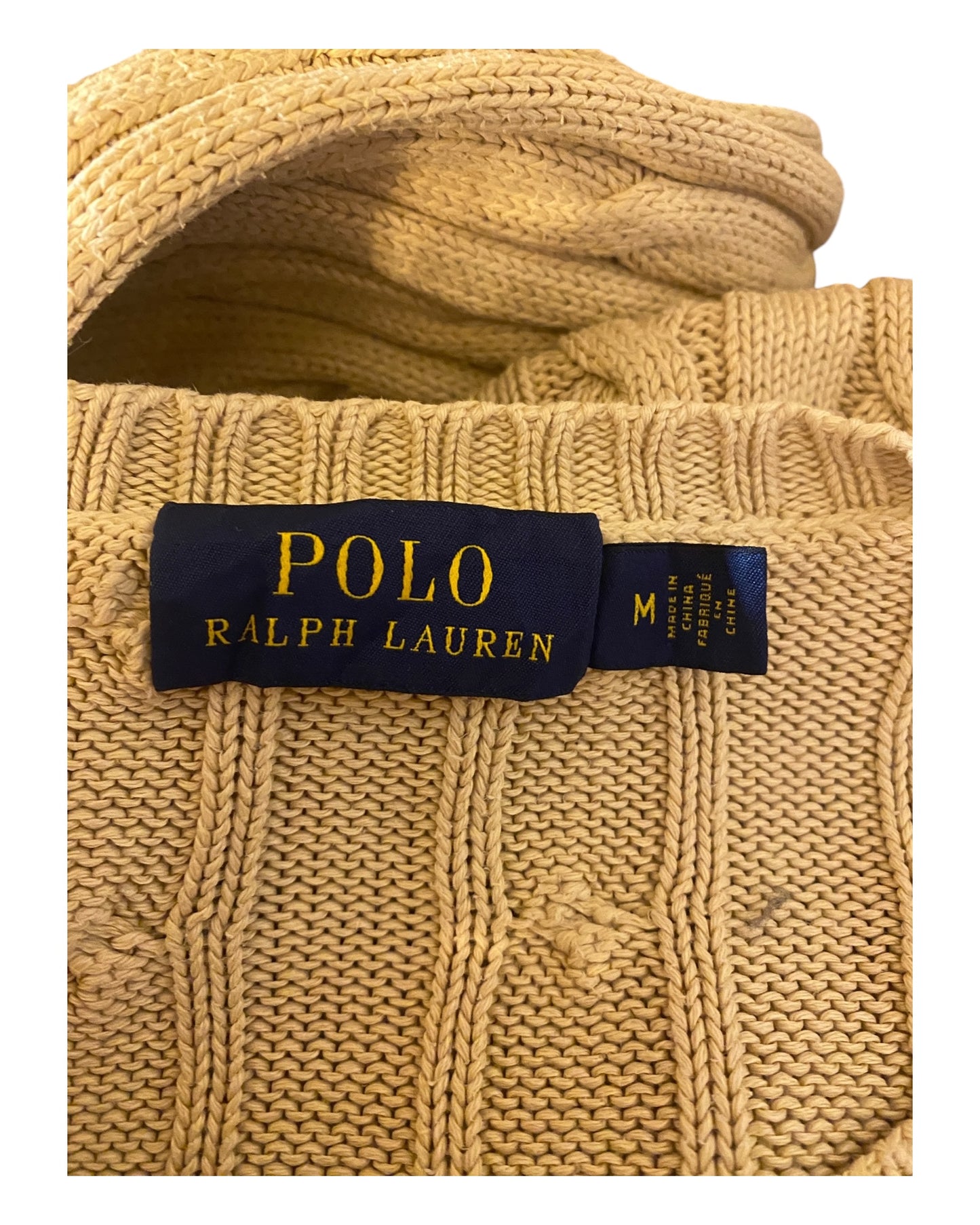 Polo Ralph Lauren Zopfmuster Pullover beige Größe M