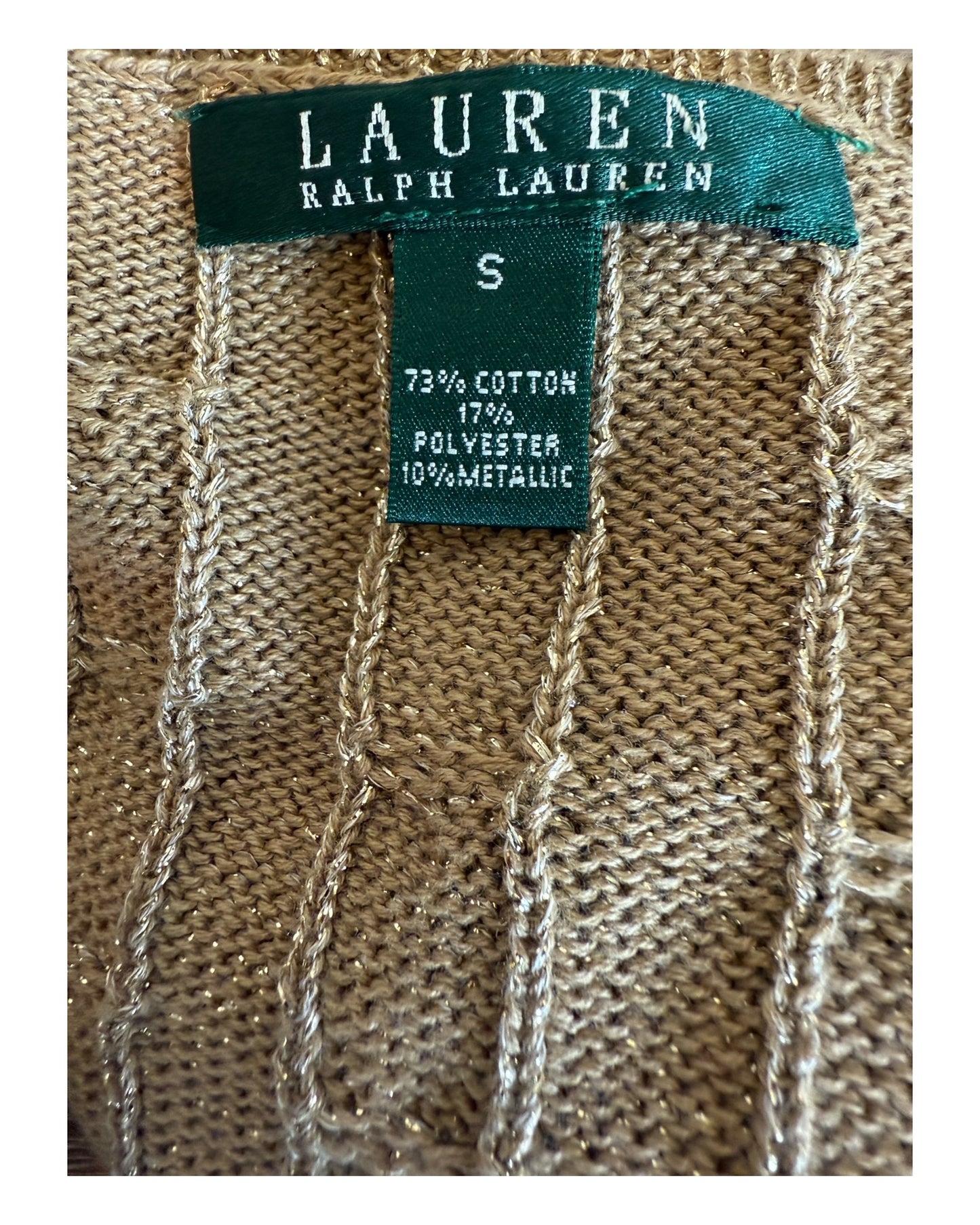 Polo Ralph Lauren Zopfmuster Pullover gold Größe S