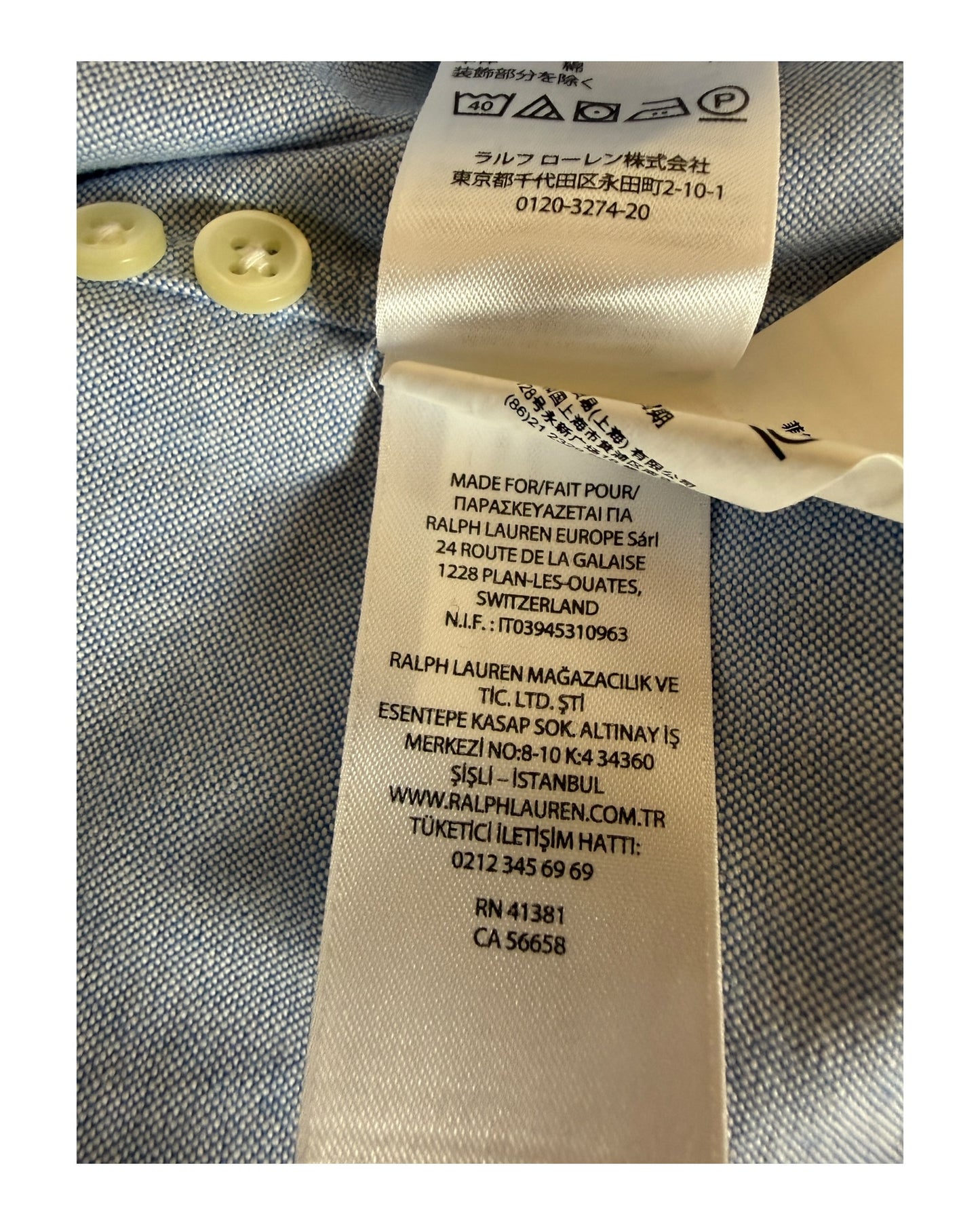 Polo Ralph Lauren Oxfordhemd hellblau Größe M