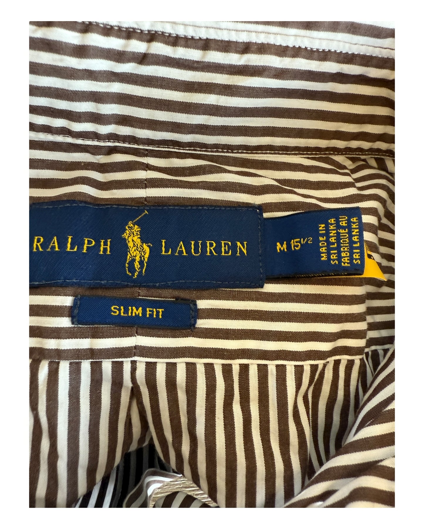 Polo Ralph Lauren Hemd braun weiß gestreift Größe M