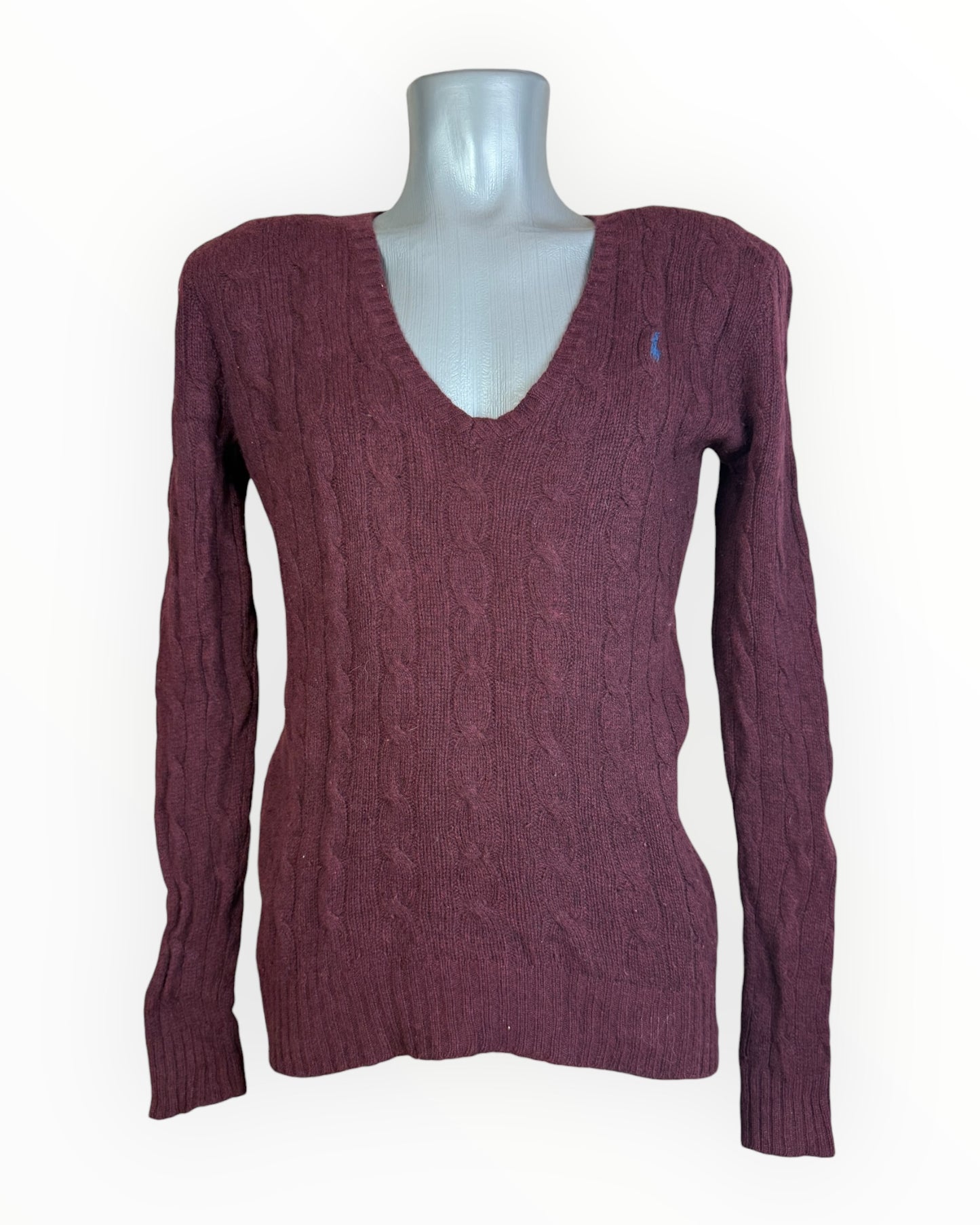 Polo Ralph Lauren Zopfmuster Pullover bordeauxrot Größe M