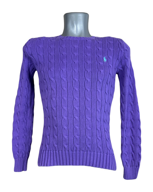 Polo Ralph Lauren Zopfmuster Pullover lila Größe S