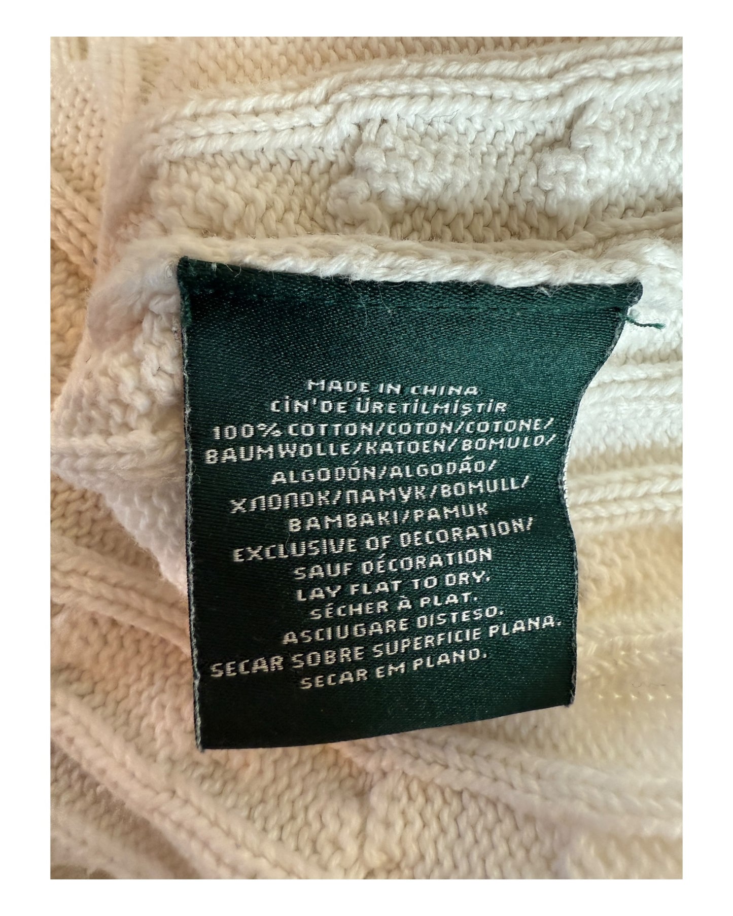 Polo Ralph Lauren Zopfmuster Pullover weiß Größe M