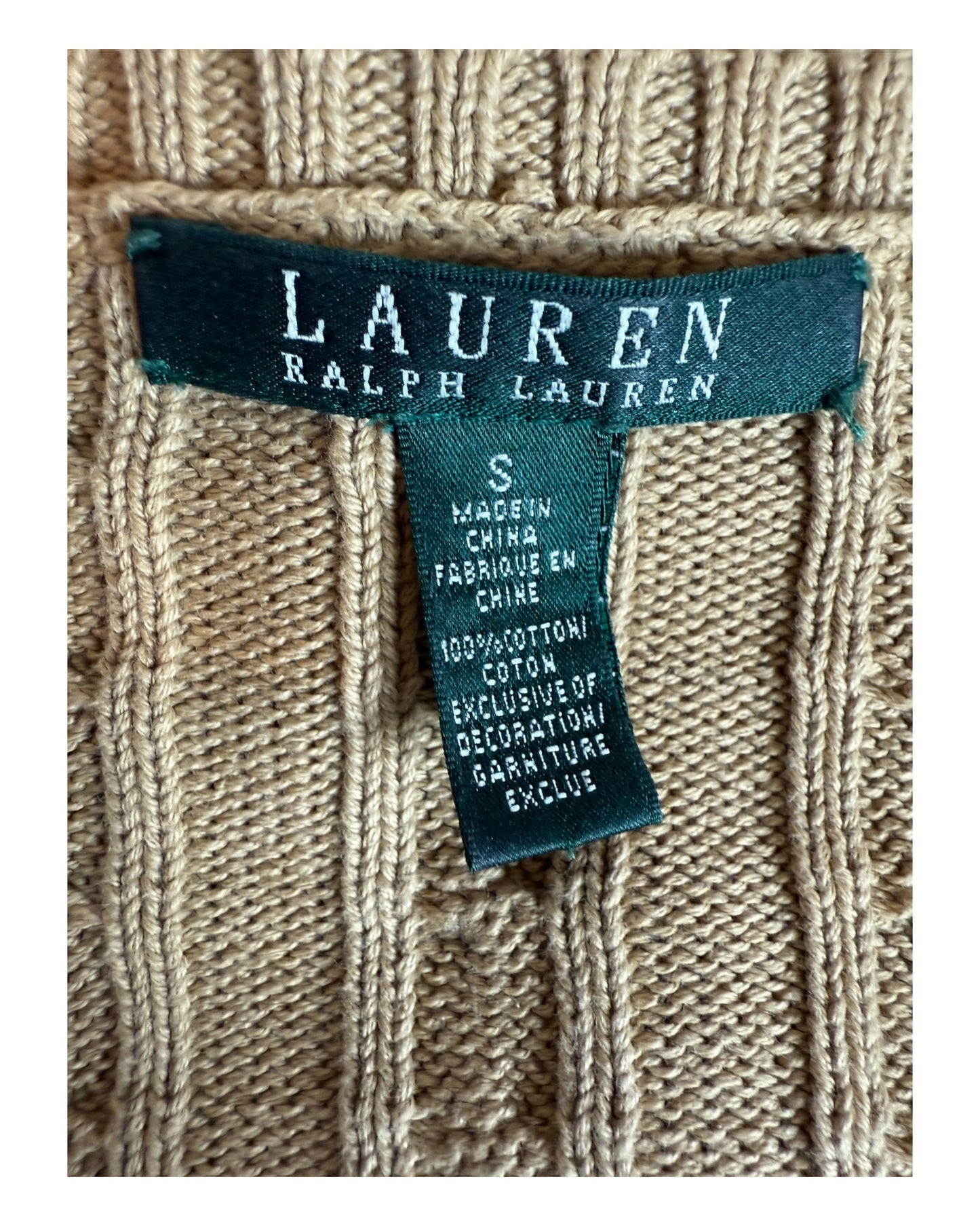 Polo Ralph Lauren Zopfmuster Pullover beige Größe S