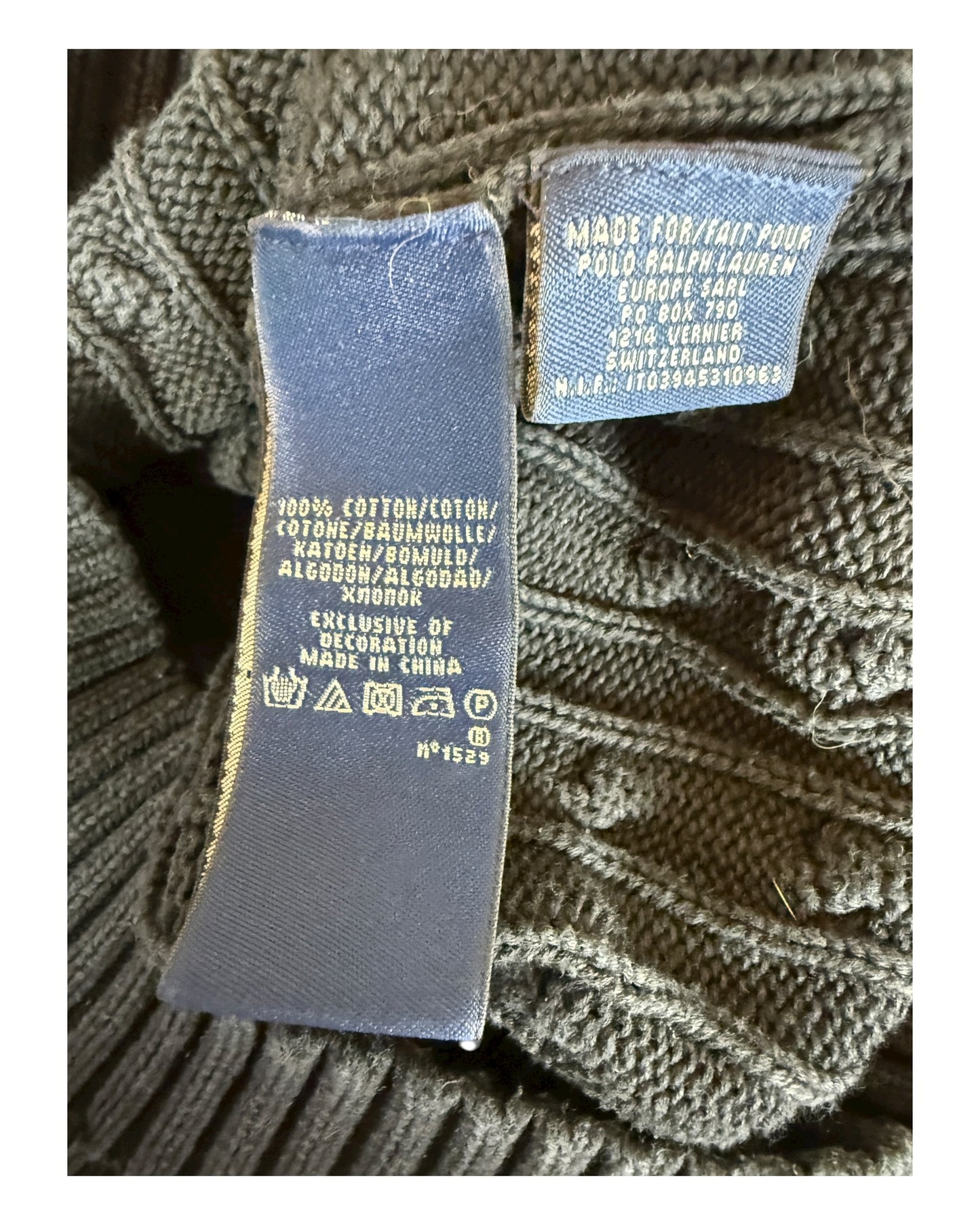 Polo Ralph Lauren Zopfmuster Pullover schwarz Größe S