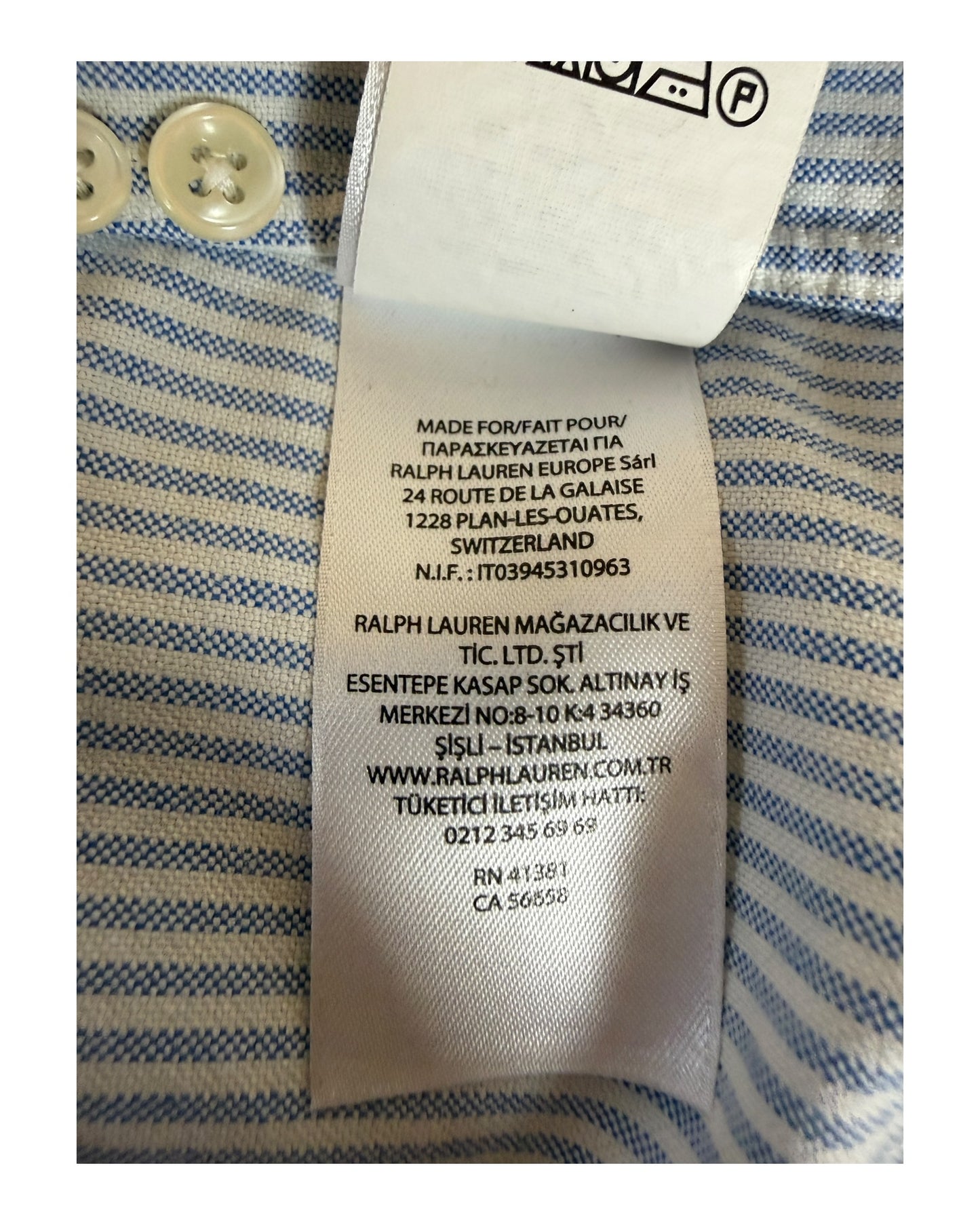 Polo Ralph Lauren Oxfordhemd hellblau weiß gestreift Größe S