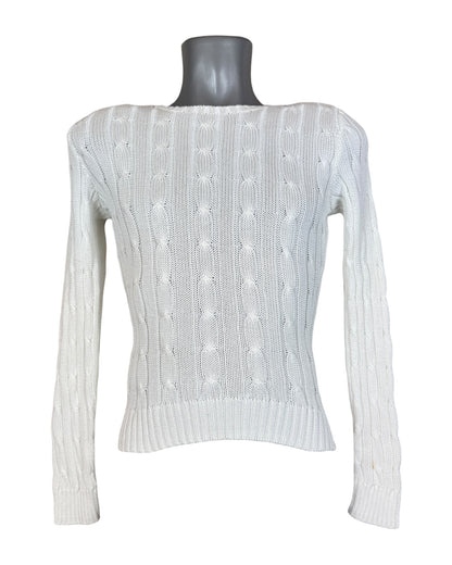 Polo Ralph Lauren Zopfmuster Pullover weiss Größe M