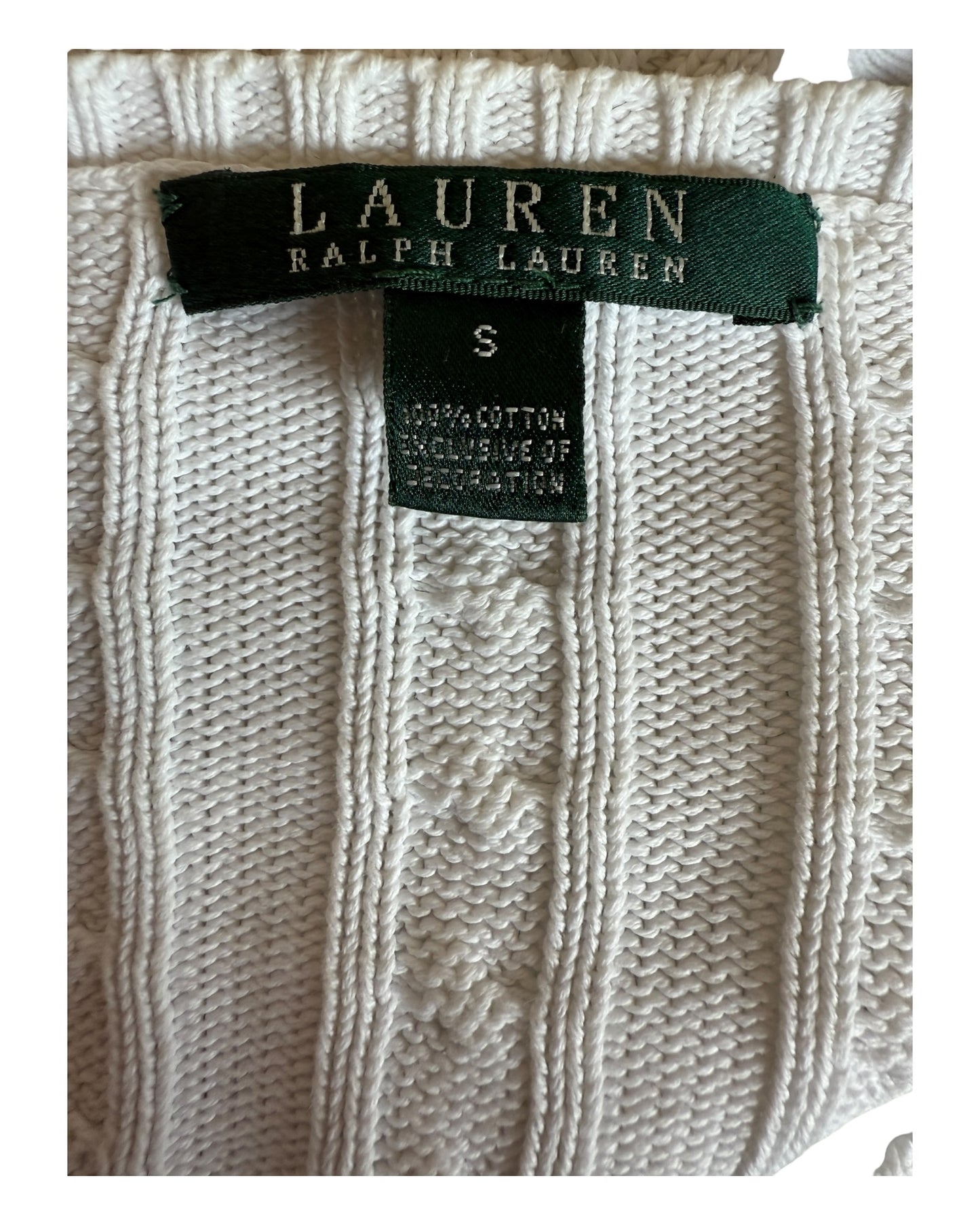 Polo Ralph Lauren Zopfmuster Pullover weiß Größe S