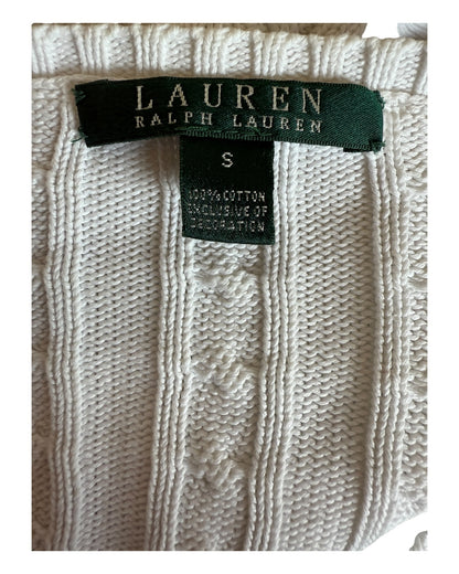 Polo Ralph Lauren Zopfmuster Pullover weiß Größe S