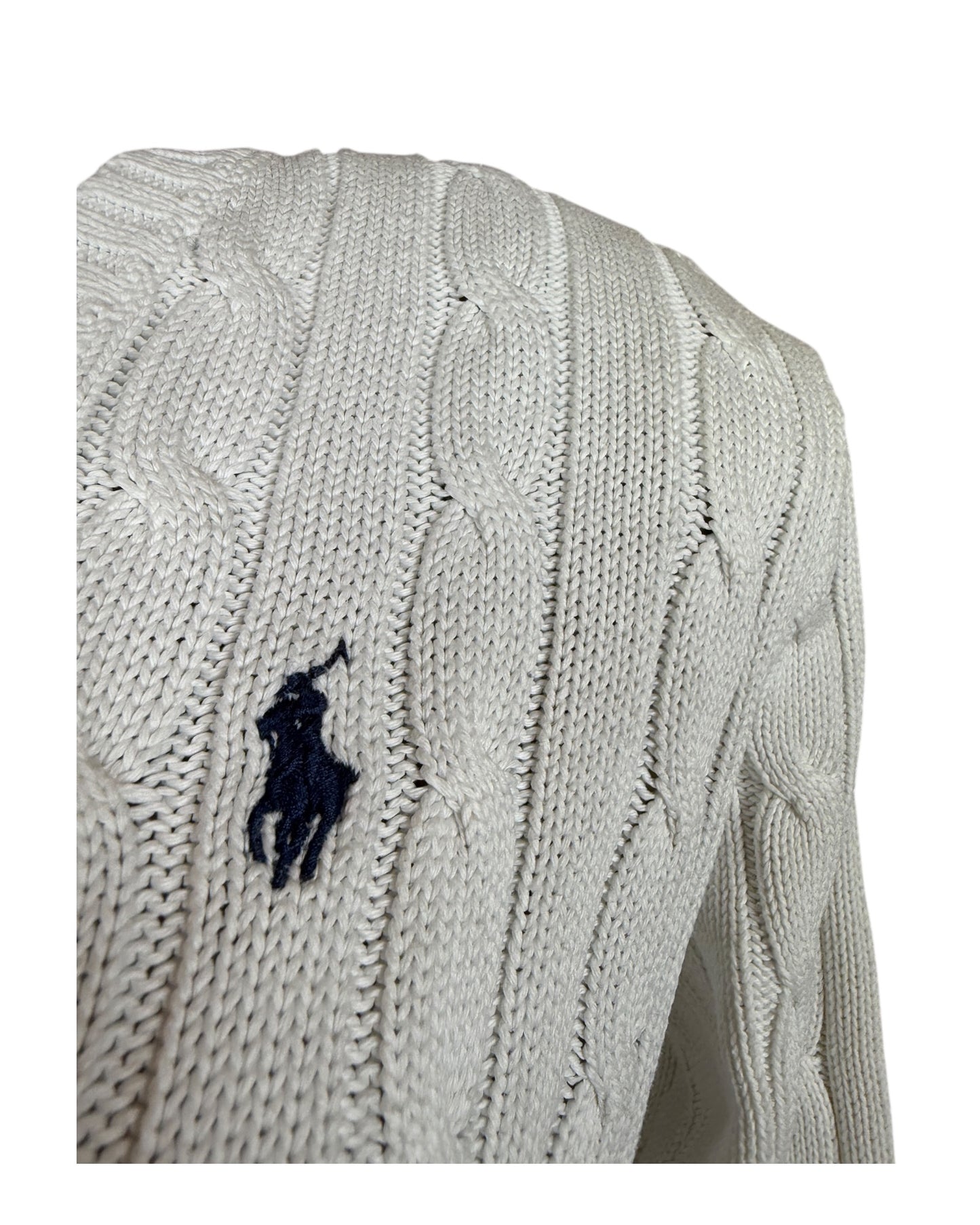 Polo Ralph Lauren Zopfmuster Pullover weiß Größe M