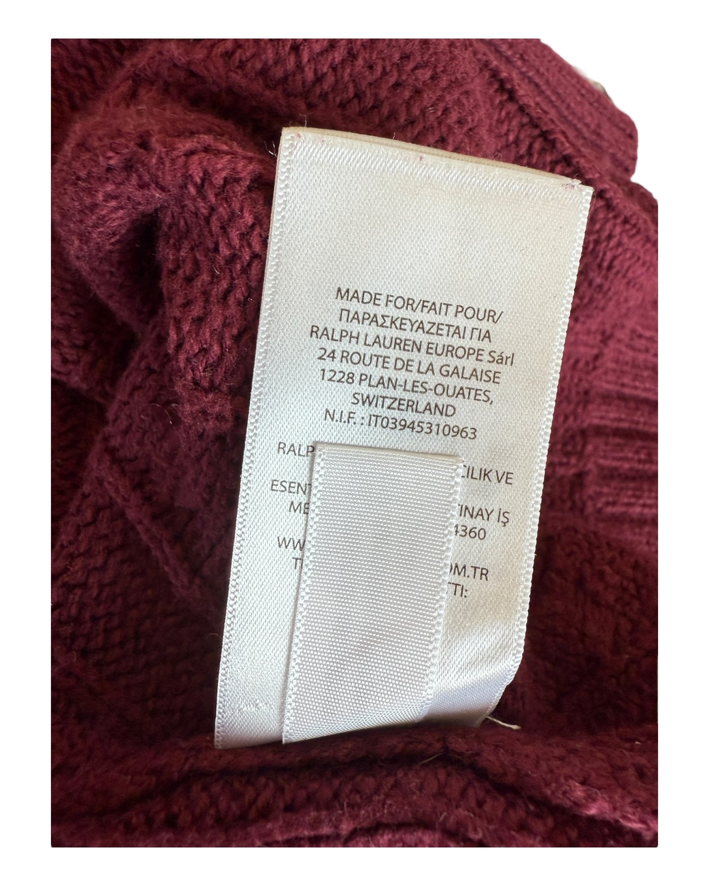 Polo Ralph Lauren Zopfmuster Pullover bordeauxrot Größe M