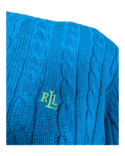 Polo Ralph Lauren Zopfmuster Pullover blau Größe L