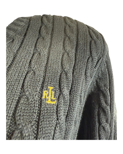 Polo Ralph Lauren Zopfmuster Pullover schwarz Größe M
