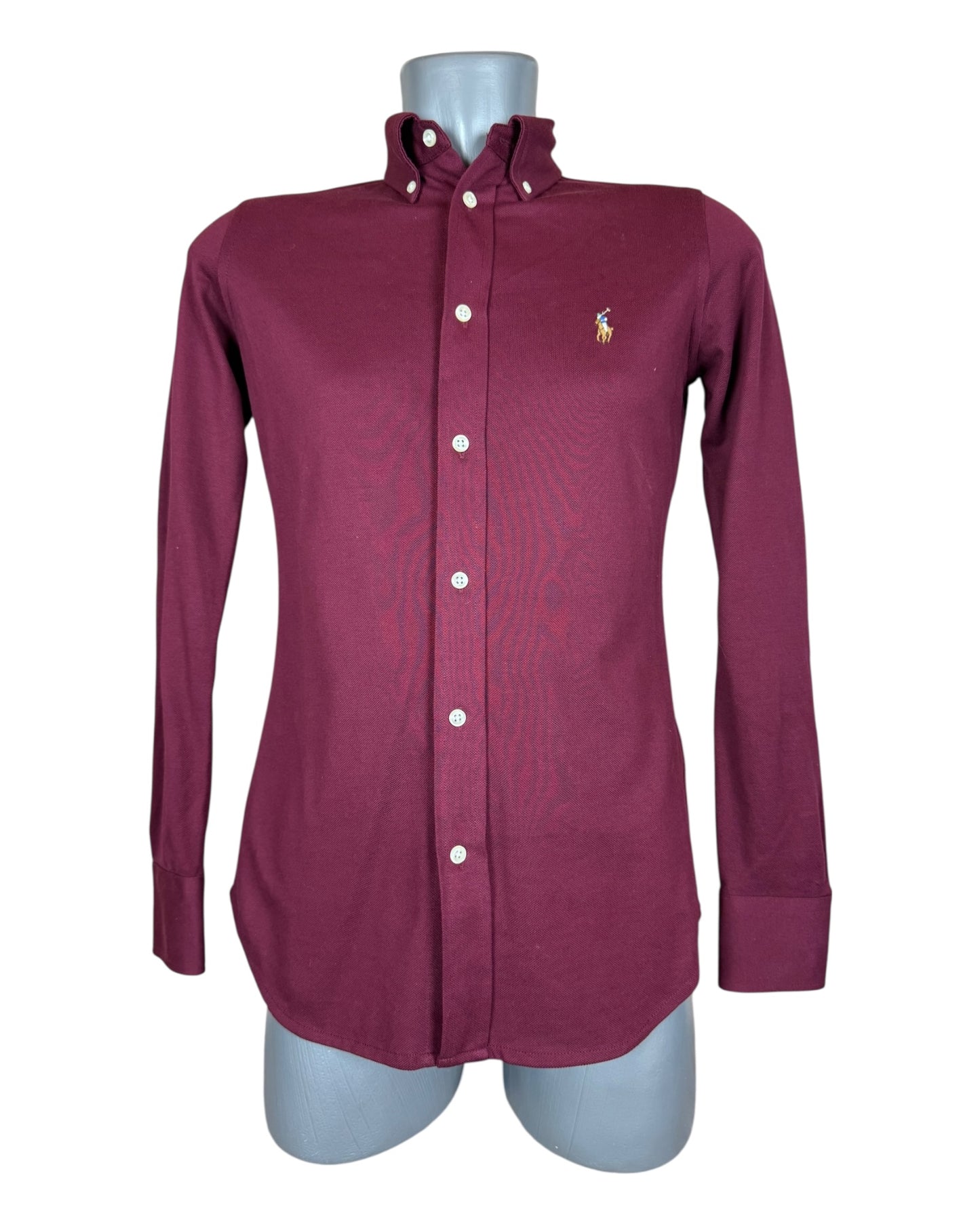 Polo Ralph Lauren Knit Oxford Bluse bordeauxrot Größe S