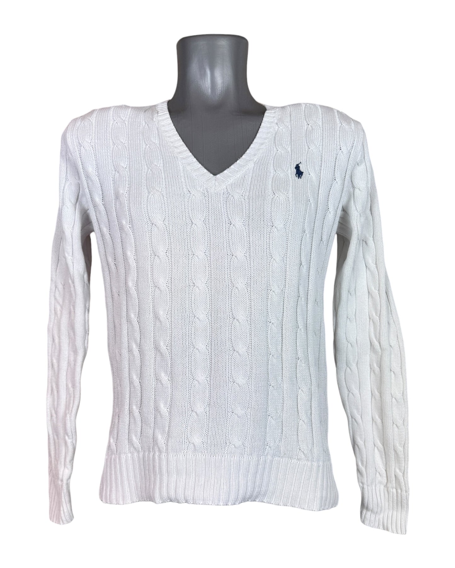 Polo Ralph Lauren Zopfmuster Pullover weiß Größe M