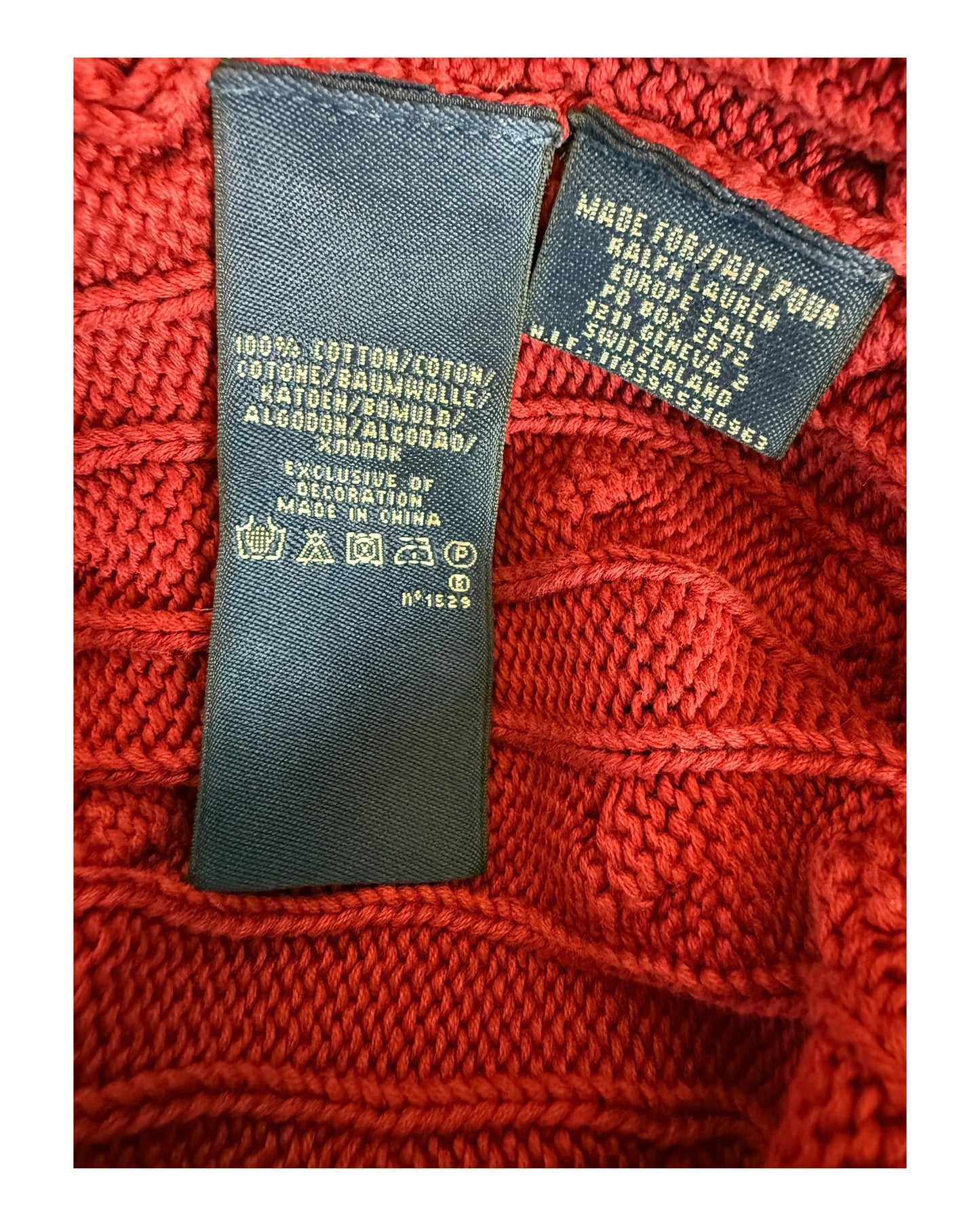 Polo Ralph Lauren Zopfmuster Pullover rot Größe M
