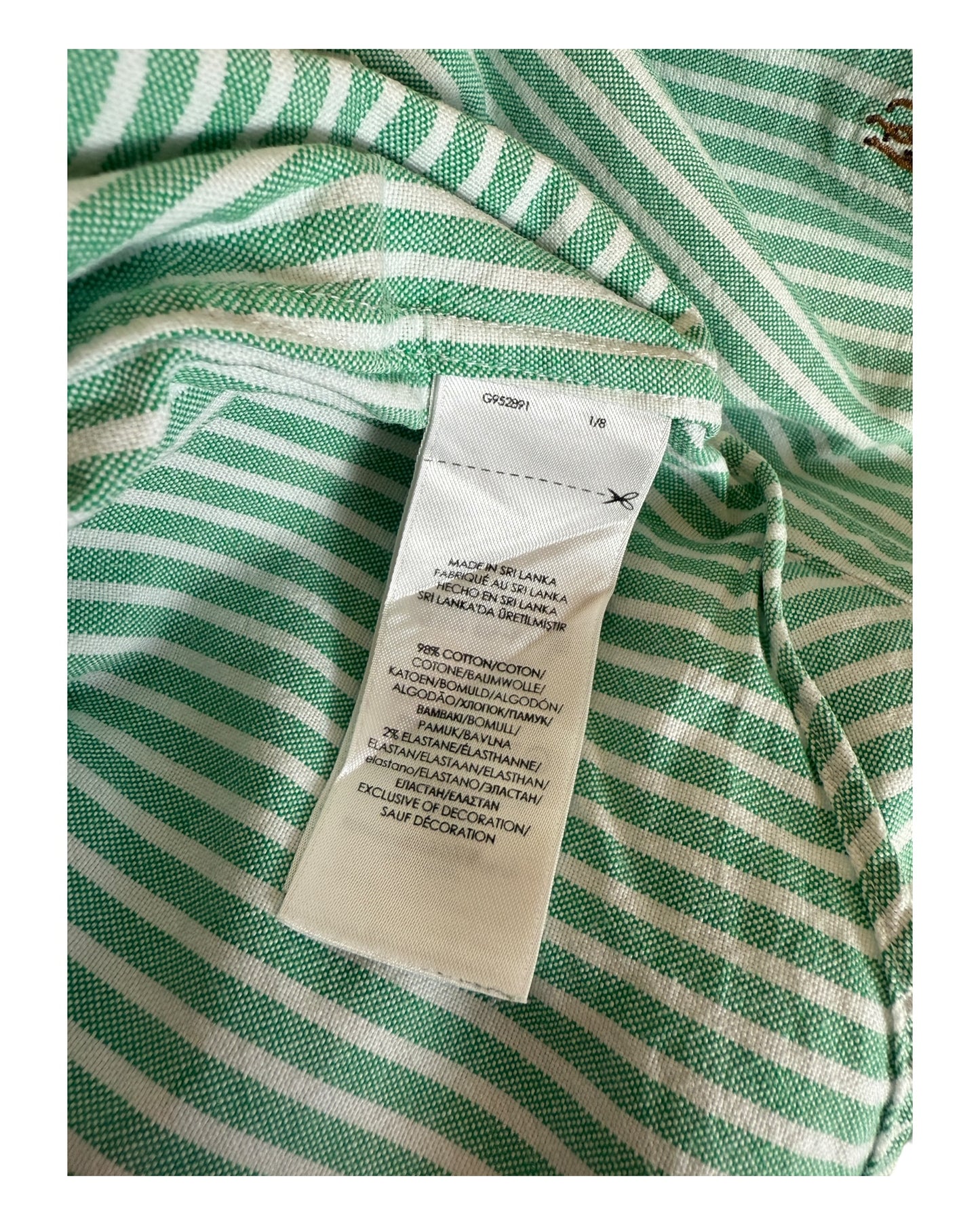 Polo Ralph Lauren Oxfordhemd grün weiß gestreift Größe M