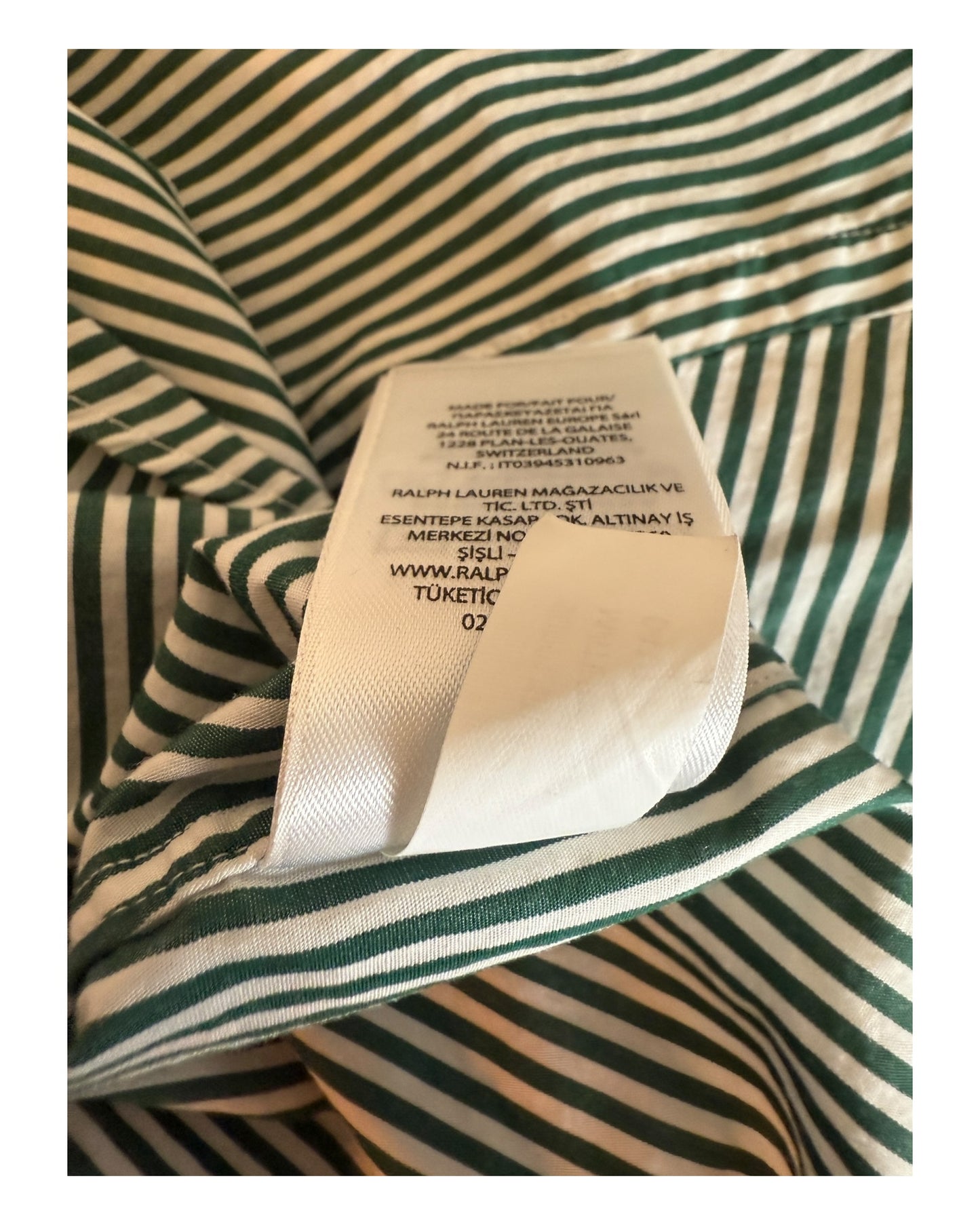 Polo Ralph Lauren Hemd grün weiß gestreift Größe L