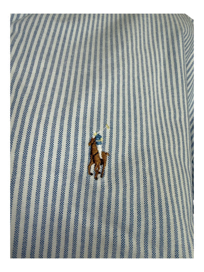 Polo Ralph Lauren Kurzarm Oxfordhemd hellblau weiß gestreift Größe XL