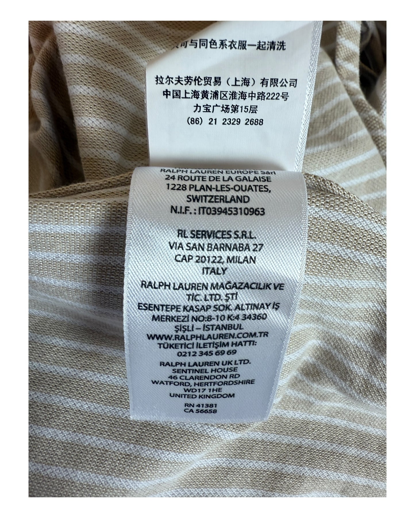 Polo Ralph Lauren Knit Oxfordhemd beige weiß gestreift Größe L
