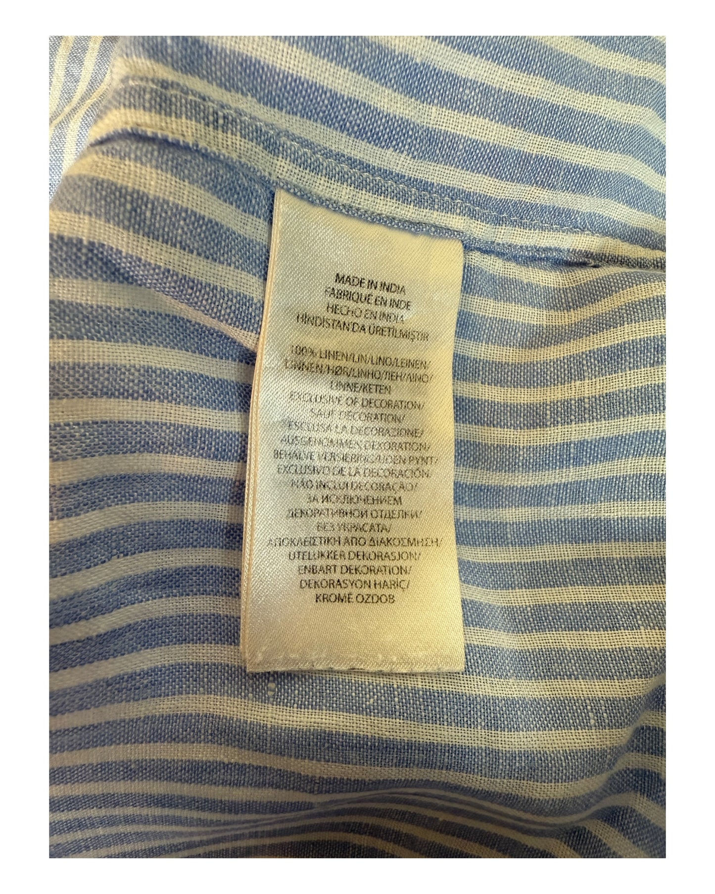 Polo Ralph Lauren Leinenhemd blau weiß gestreift Größe M
