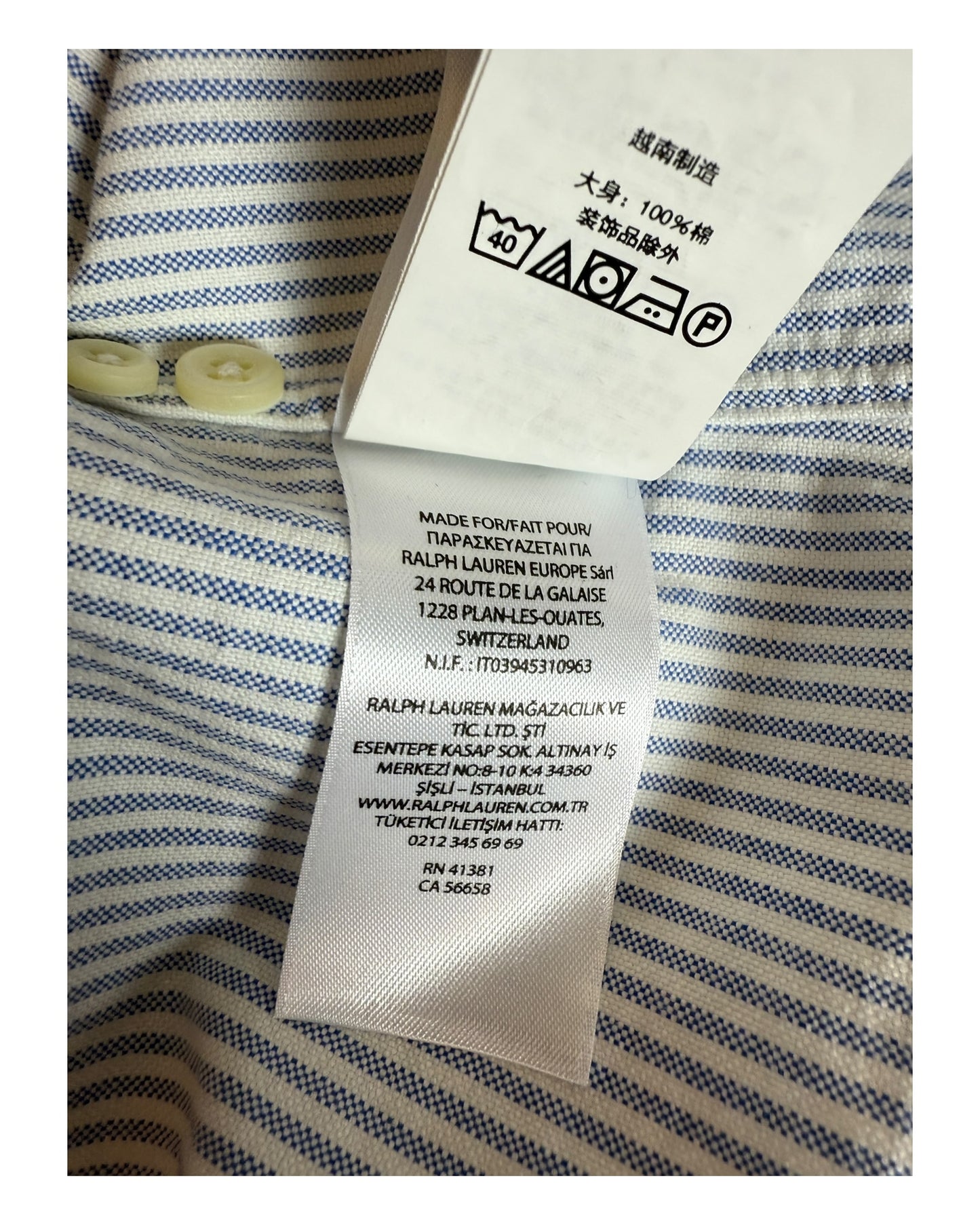 Polo Ralph Lauren Oxfordhemd hellblau weiß gestreift Größe M