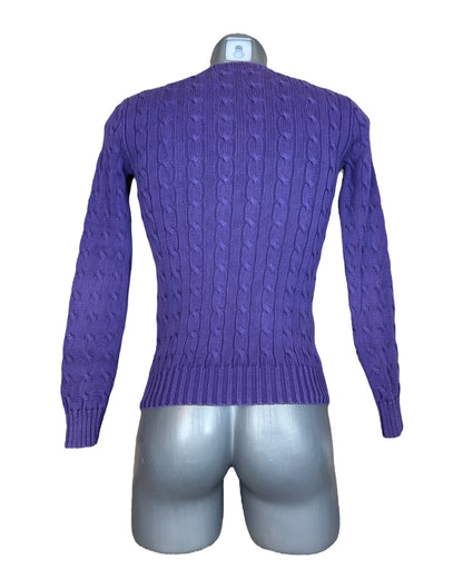 Polo Ralph Lauren Zopfmuster Pullover violett Größe S