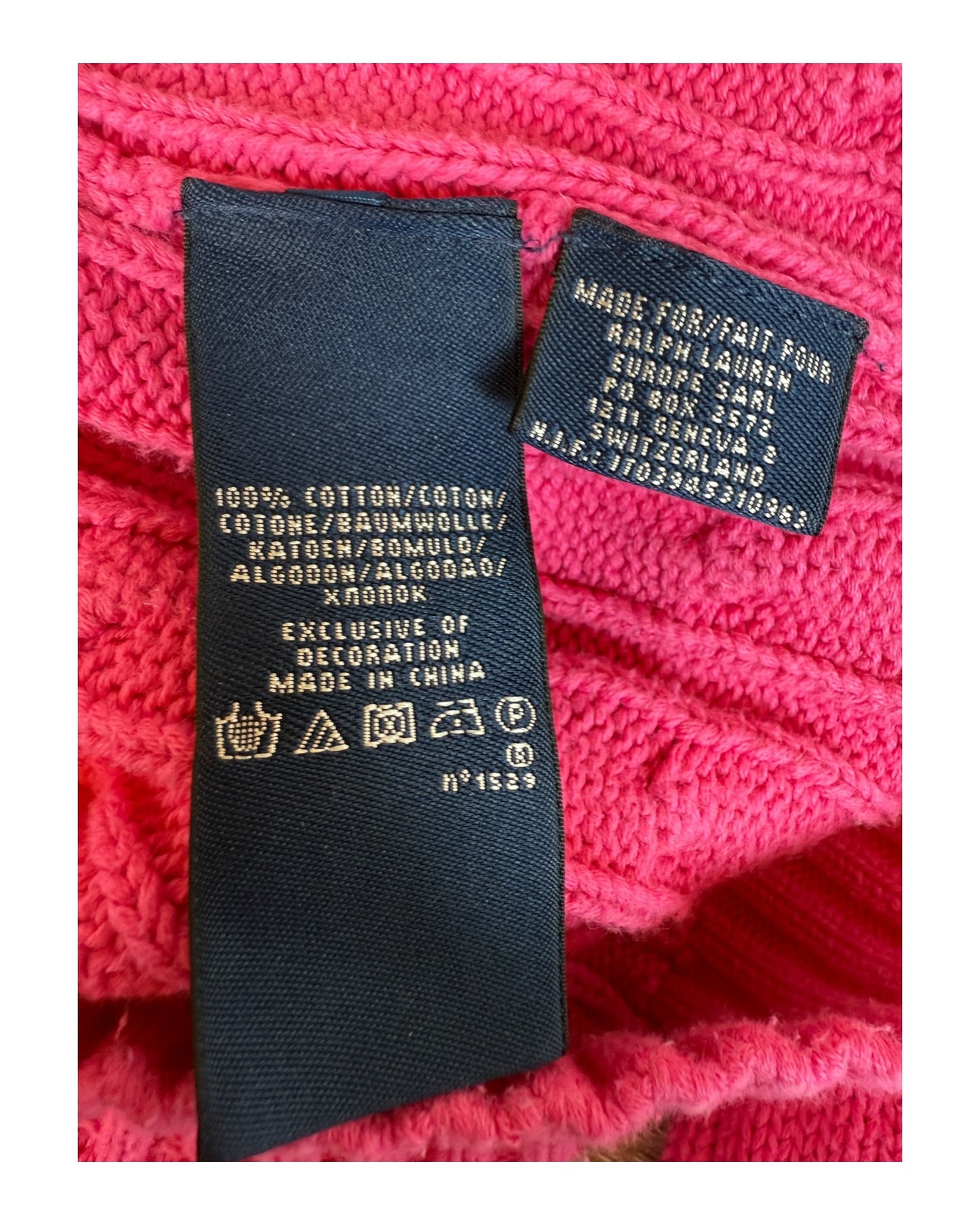 Polo Ralph Lauren Zopfmuster Pullover pink Größe S