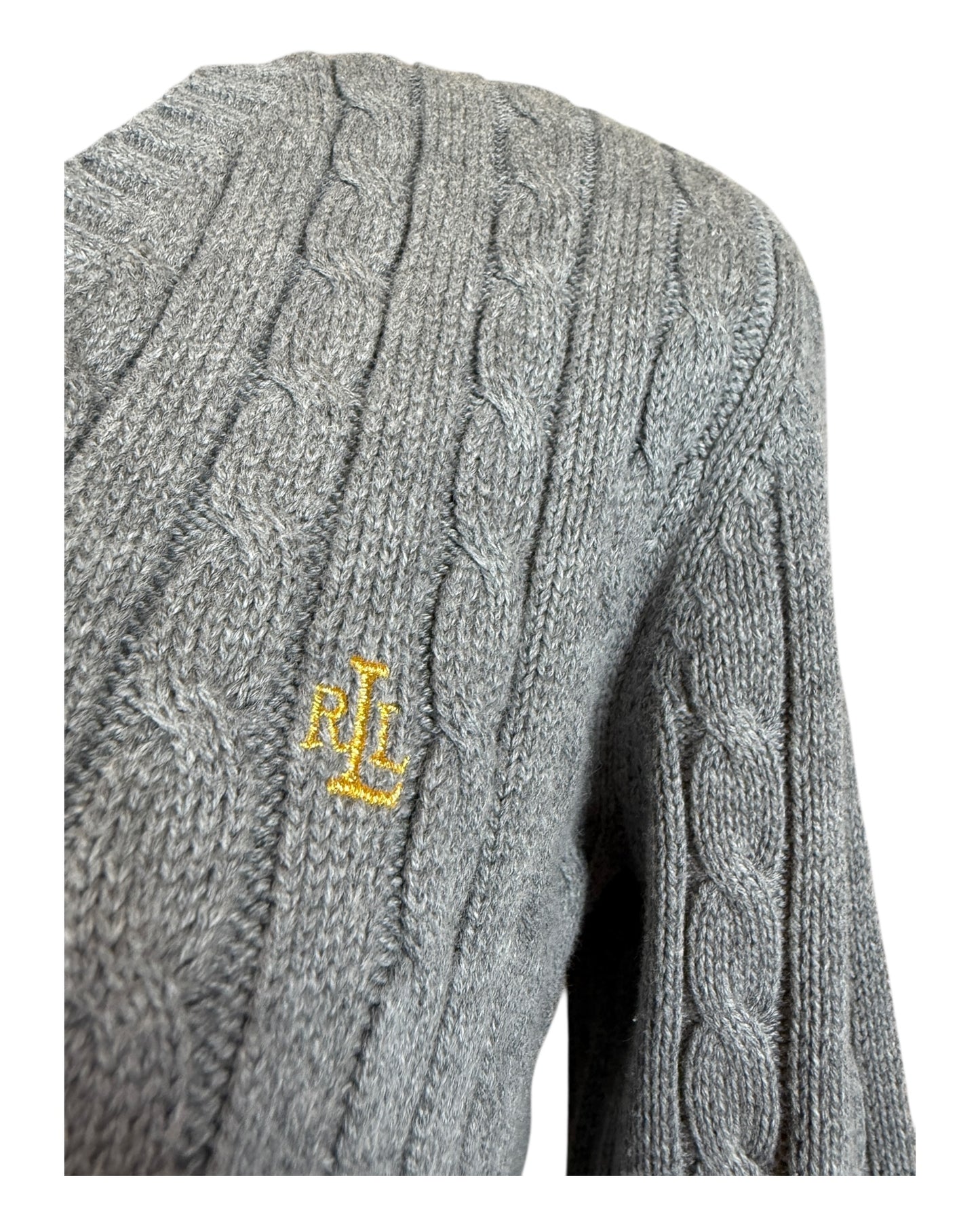 Polo Ralph Lauren Zopfmuster Pullover grau Größe M