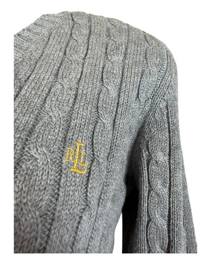 Polo Ralph Lauren Zopfmuster Pullover grau Größe M