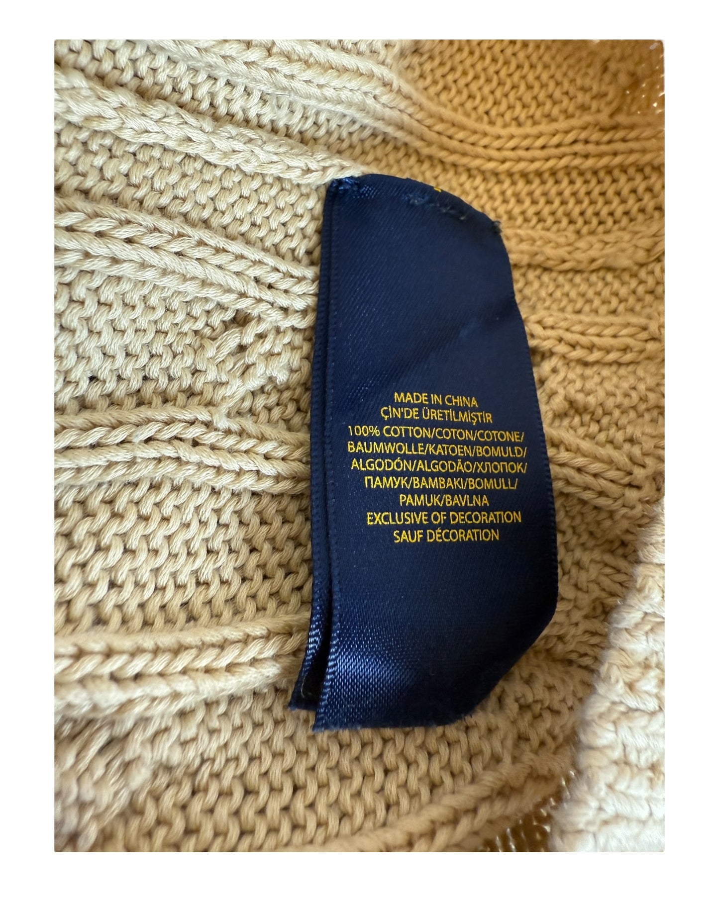 Polo Ralph Lauren Zopfmuster Pullover beige Größe S