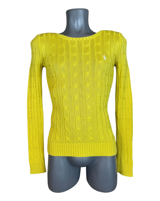Polo Ralph Lauren Zopfmuster Pullover gelb Größe S