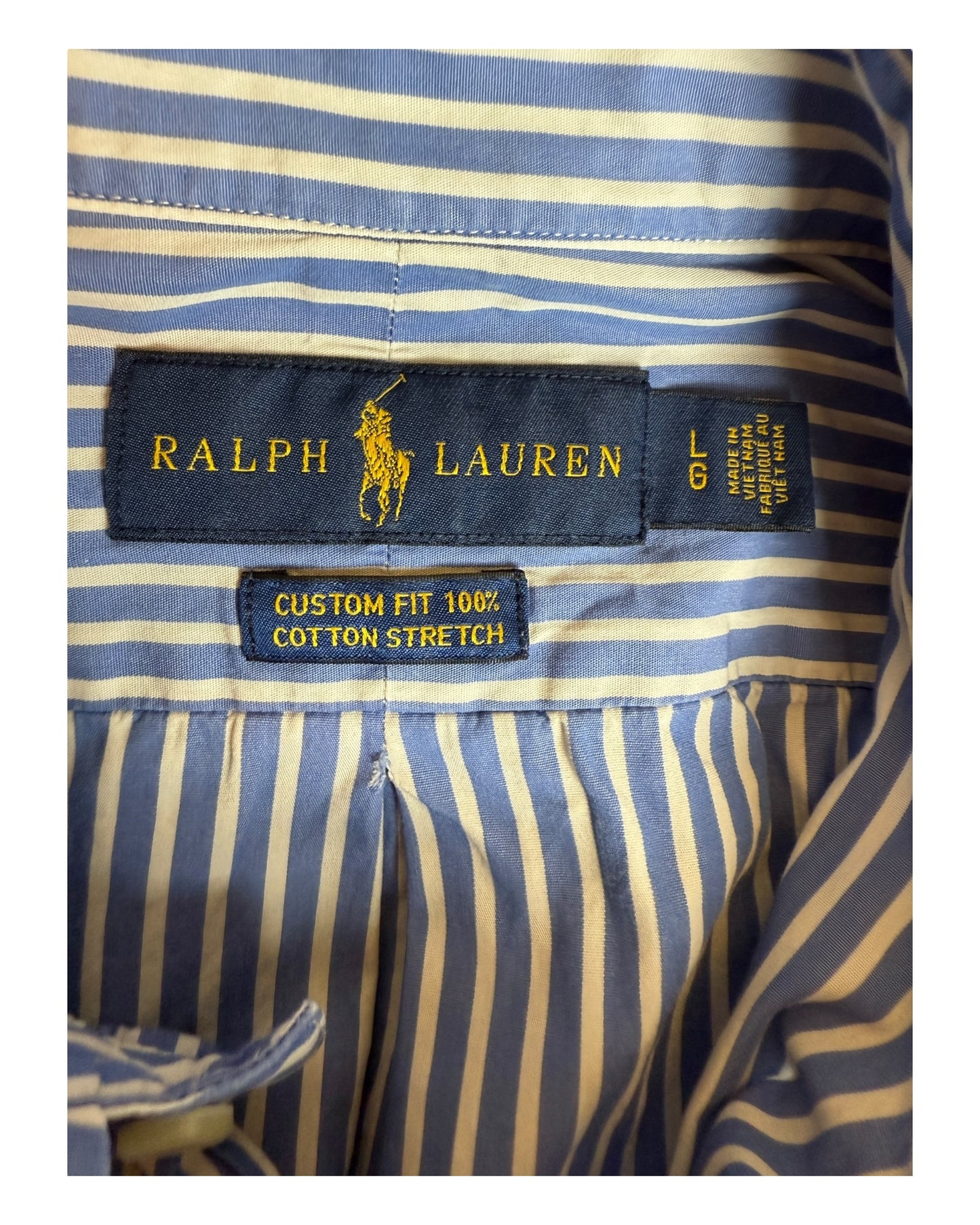 Polo Ralph Lauren Hemd blau weiß gestreift Größe L