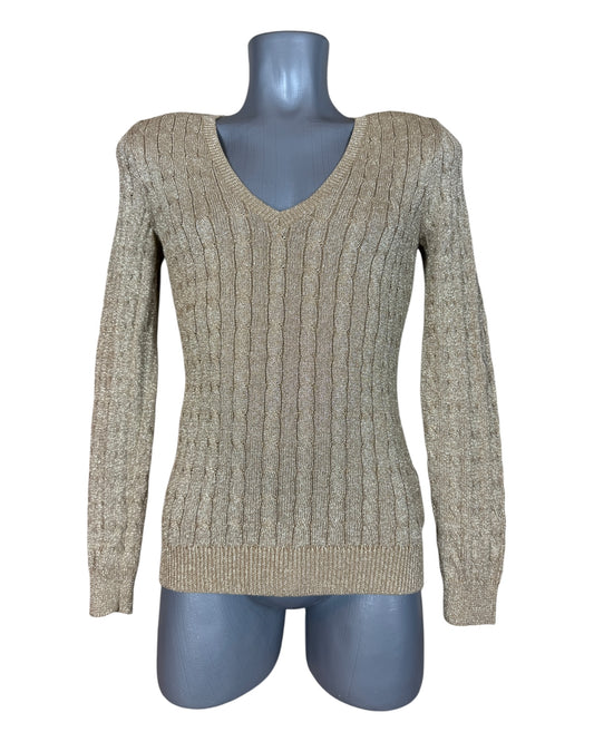 Polo Ralph Lauren Zopfmuster Pullover gold Größe S