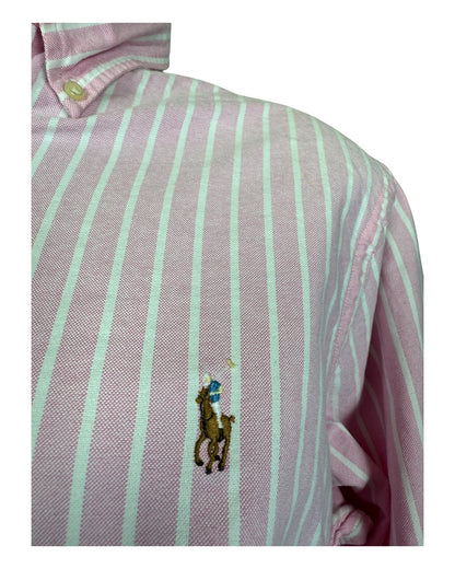 Polo Ralph Lauren Oxfordhemd rosa weiß gestreift Größe L