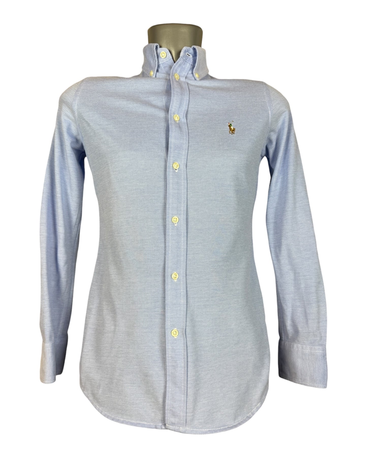 Polo Ralph Lauren Knit Oxford Bluse hellblau Größe S