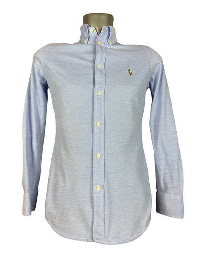 Polo Ralph Lauren Knit Oxford Bluse hellblau Größe S