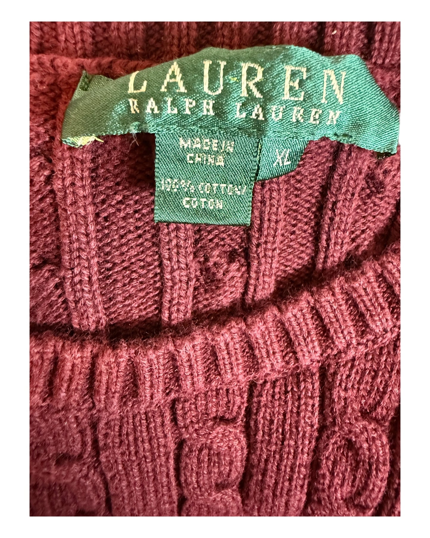 Polo Ralph Lauren Zopfmuster Pullover rot Größe XL